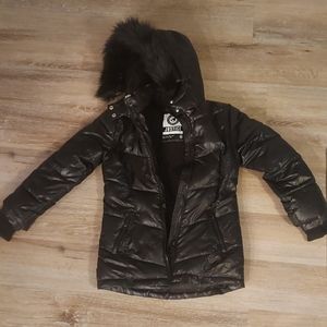 girls size 10 winter coat, black puffer, Justice brand, good condition